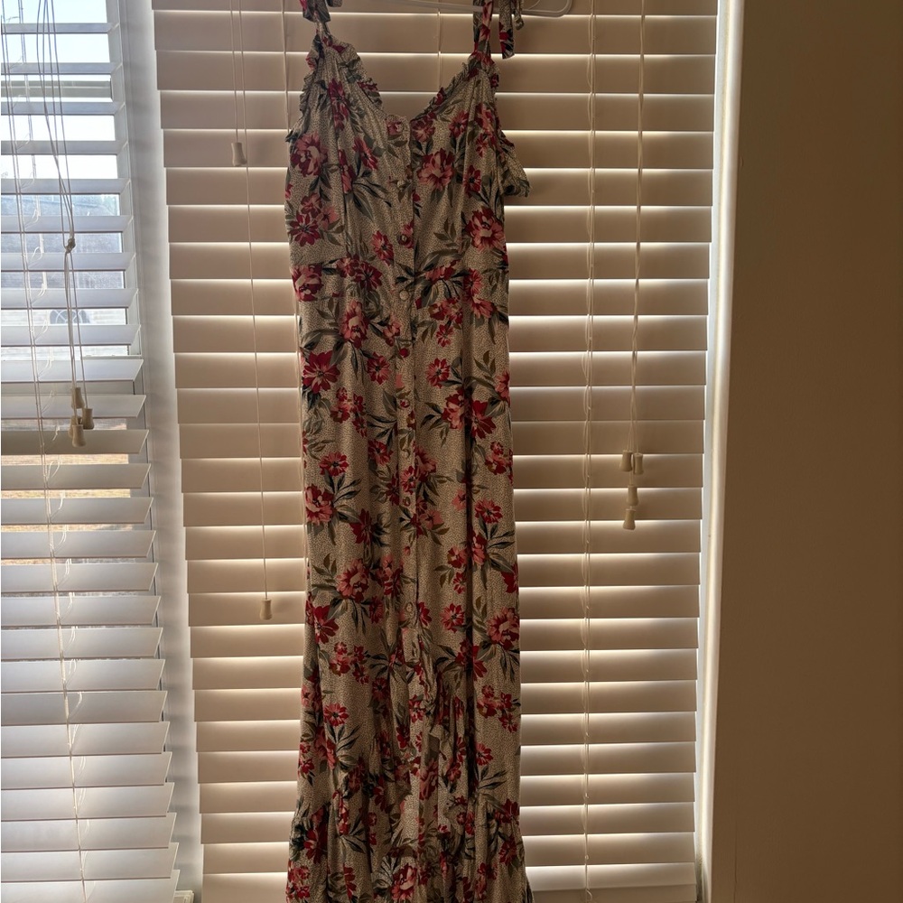 Angie Floral High Low Dress - Red, Pink, and Blue